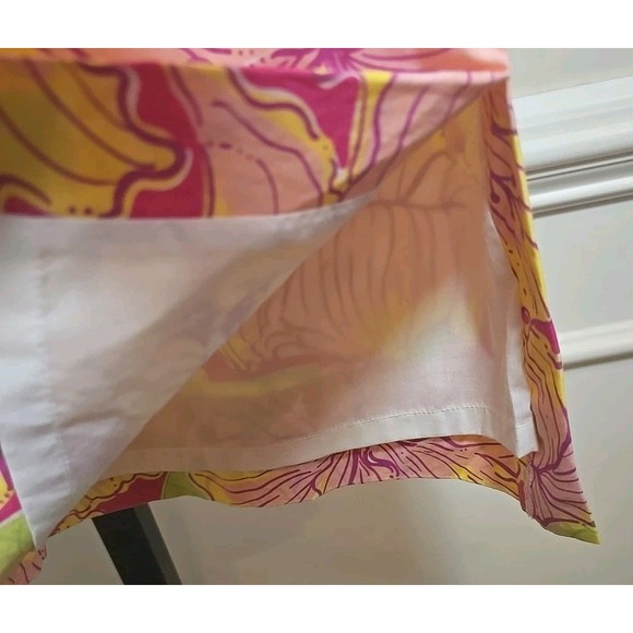 LILLY PULITZER Womens 4 Dress Pink Hibiscus Tropical Lined Sleevelss Cotton Zips - Picture 10 of 12